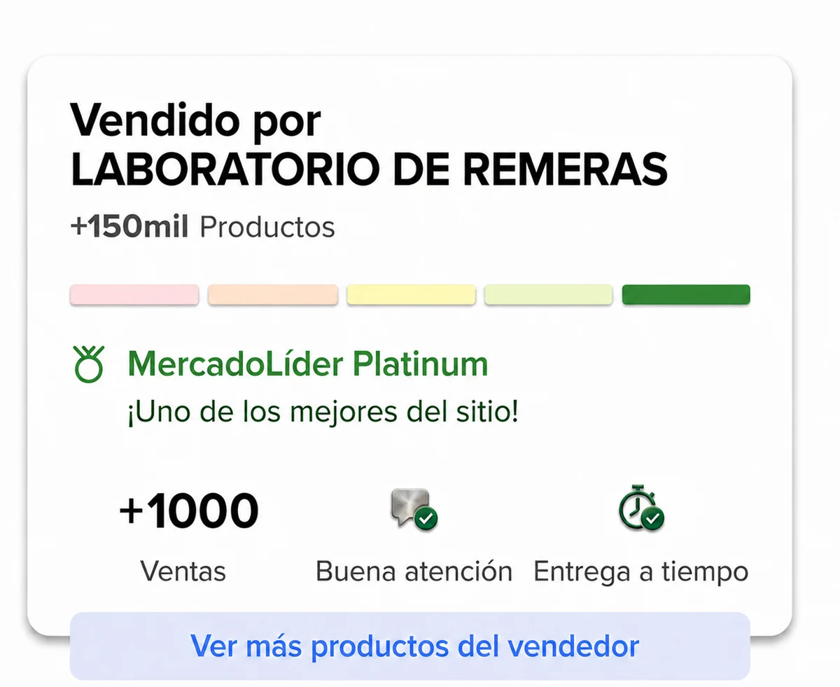 Reputación de Laboratorio de Remeras en Mercado Libre: MercadoLíder Platinum, más de 1000 ventas
